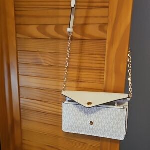 Michael Kors Cream Crossbody Bag with Gold Accents